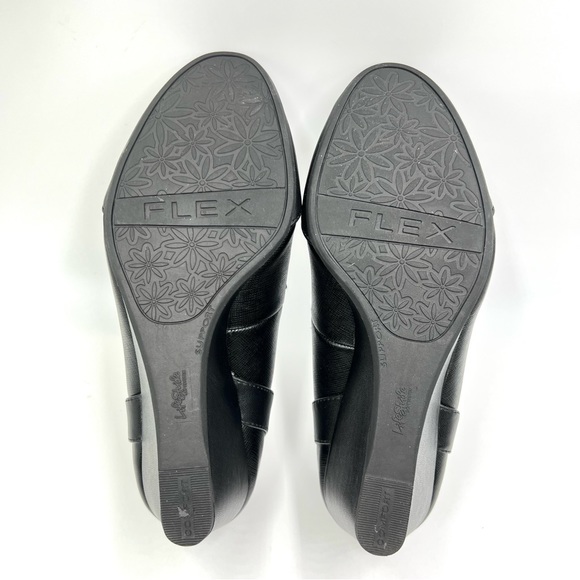 7 WIDE Life Stride Women's Dreams Black Faux Vegan Leather Wedge Pumps Heels - Picture 8 of 13